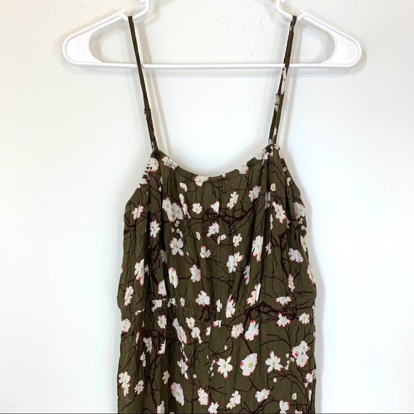 Anthropologie Kimchi Blue Olive Floral Cropped Gaucho Jumpsuit - Picture 4 of 9